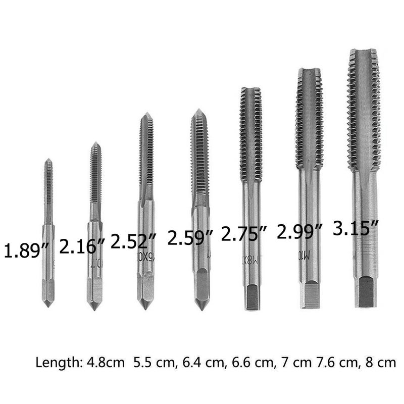 QISF 7Pcs Bearing Steel Metric Screw Thread Tap M3-M12 Plug Tap Set(Wrench is not include) - Image 3